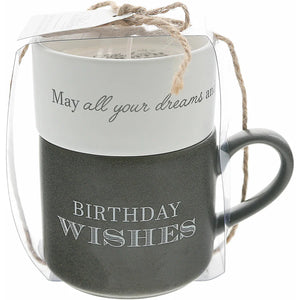 BIRTHDAY STACKING MUG AND CANDLE SET 100% SOY WAX SCENT: TRANQUILITY