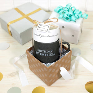 BIRTHDAY STACKING MUG AND CANDLE SET 100% SOY WAX SCENT: TRANQUILITY