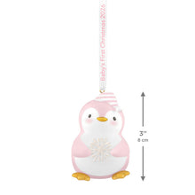Load image into Gallery viewer, Baby Girl's First Christmas Penguin 2026 Ornament
