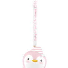Load image into Gallery viewer, Baby Girl's First Christmas Penguin 2026 Ornament
