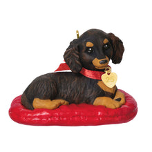 Load image into Gallery viewer, Puppy Love Long-Haired Dachshund 2025 Ornament
