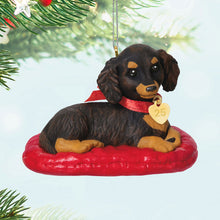 Load image into Gallery viewer, Puppy Love Long-Haired Dachshund 2025 Ornament
