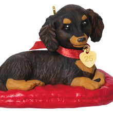 Load image into Gallery viewer, Puppy Love Long-Haired Dachshund 2025 Ornament
