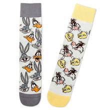 Load image into Gallery viewer, Looney Tunes™ Cartoon Faces Mismatched Novelty Crew Socks
