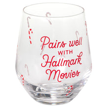 Load image into Gallery viewer, Hallmark Channel Pairs Well With Hallmark Movies Stemless Wine Glass, 14.5 oz.
