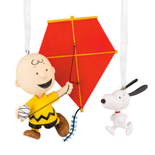 Load image into Gallery viewer, Peanuts® 75th Anniversary Charlie Brown and Snoopy Hallmark Ornaments, Set of 2
