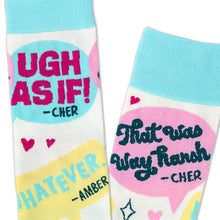 Load image into Gallery viewer, Clueless Cher and Amber Quotes Novelty Crew Socks
