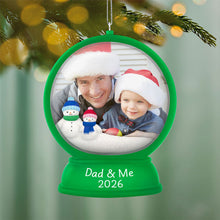 Load image into Gallery viewer, Dad and Me Snow Globe 2026 Photo Frame Ornament

