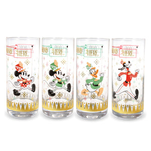 Disney 100 Years of Wonder Mickey and Friends Parade Holiday Glasses, Set of 4