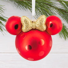 Load image into Gallery viewer, Disney Minnie Mouse Ears Icon Glass Hallmark Ornament
