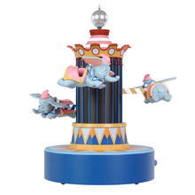 Load image into Gallery viewer, Disney Parks Memories 70 Years of Disneyland Dumbo the Flying Elephant Musical Ornament With Light and Motion - Hallmark Timmins
