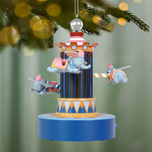 Load image into Gallery viewer, Disney Parks Memories 70 Years of Disneyland Dumbo the Flying Elephant Musical Ornament With Light and Motion - Hallmark Timmins
