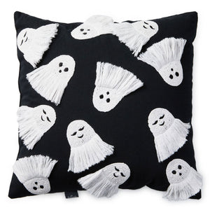 Fringe Ghosts Halloween Pillow, 16x16