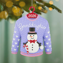 Load image into Gallery viewer, Granddaughter Snowman Sweater 2026 Ornament
