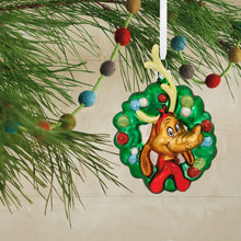 Load image into Gallery viewer, Dr. Seuss&#39;s How the Grinch Stole Christmas!™ Max in Wreath Blown Glass Hallmark Ornament
