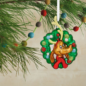 Dr. Seuss's How the Grinch Stole Christmas!™ Max in Wreath Blown Glass Hallmark Ornament