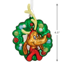Load image into Gallery viewer, Dr. Seuss&#39;s How the Grinch Stole Christmas!™ Max in Wreath Blown Glass Hallmark Ornament
