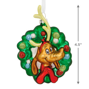 Dr. Seuss's How the Grinch Stole Christmas!™ Max in Wreath Blown Glass Hallmark Ornament