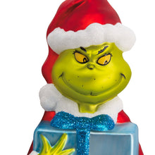 Load image into Gallery viewer, Dr. Seuss&#39;s How the Grinch Stole Christmas!™ Grinch With Present Blown Glass Hallmark Ornament
