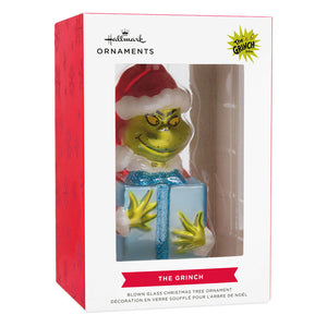 Dr. Seuss's How the Grinch Stole Christmas!™ Grinch With Present Blown Glass Hallmark Ornament