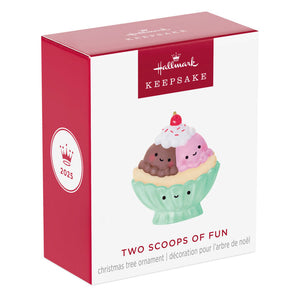 Mini Two Scoops of Fun Ornament, 0.75"