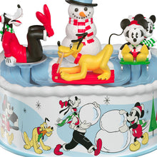 Load image into Gallery viewer, Disney Mickey and Friends Sledding Season Musical Ornament With Light and Motion - Hallmark Timmins
