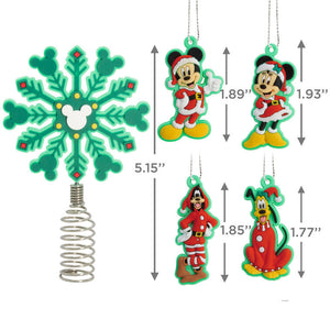 Mini Disney Mickey Mouse and Friends Hallmark Tree Topper and Ornaments, Set of 5