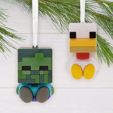Load image into Gallery viewer, Better Together Minecraft Zombie and Chicken Jockey Magnetic Hallmark Ornaments, Set of 2
