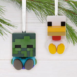 Better Together Minecraft Zombie and Chicken Jockey Magnetic Hallmark Ornaments, Set of 2