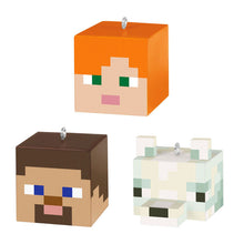 Load image into Gallery viewer, Mini Minecraft Alex, Steve and Arctic Fox Ornaments, Set of 3
