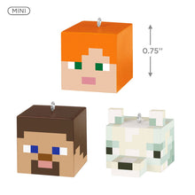 Load image into Gallery viewer, Mini Minecraft Alex, Steve and Arctic Fox Ornaments, Set of 3
