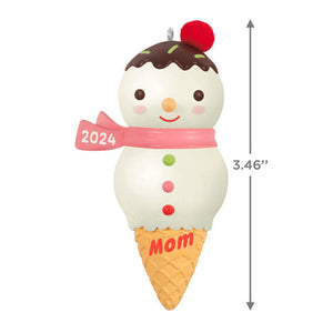 Mom Snowman Ice Cream Cone 2024 Ornament