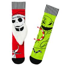 Load image into Gallery viewer, Disney Tim Burton's The Nightmare Before Christmas Jack Skellington and Oogie Boogie Mismatched Novelty Crew Socks
