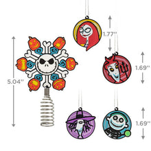 Load image into Gallery viewer, Mini Disney Tim Burton&#39;s The Nightmare Before Christmas Hallmark Tree Topper and Ornaments, Set of 5
