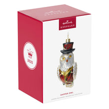 Load image into Gallery viewer, Dapper Owl Glass Ornament
