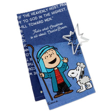 Load image into Gallery viewer, Peanuts® Linus Christmas Tea Towel With Star Cookie Cutter
