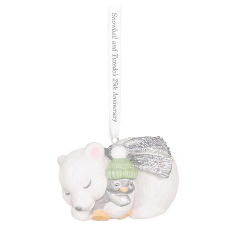 25th Anniversary Snowball and Tuxedo Porcelain Ornament