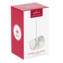 Load image into Gallery viewer, 25th Anniversary Snowball and Tuxedo Porcelain Ornament
