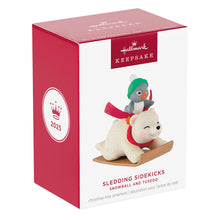 Load image into Gallery viewer, Snowball and Tuxedo Sledding Sidekicks Ornament
