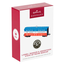 Load image into Gallery viewer, Lionel® Bangor &amp; Aroostook State of Maine Boxcar Metal Ornament
