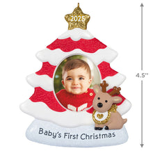 Load image into Gallery viewer, Baby&#39;s First Christmas Red and White Tree 2025 Photo Frame Ornament
