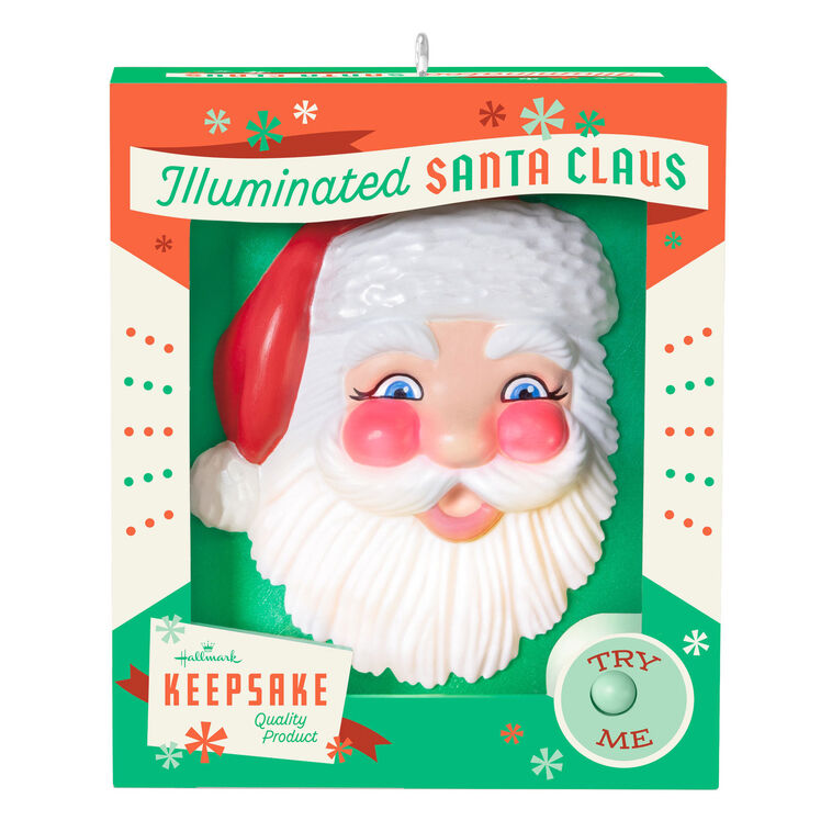 Holly Jolly Santa Ornament With Light