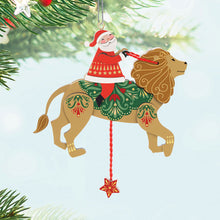 Load image into Gallery viewer, Pull-String Lion With Santa Wood Ornament - Hallmark Timmins
