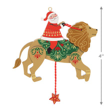 Load image into Gallery viewer, Pull-String Lion With Santa Wood Ornament - Hallmark Timmins
