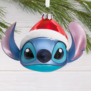 Disney Lilo & Stitch in Santa Hat Blown Glass Hallmark Ornament