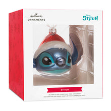 Load image into Gallery viewer, Disney Lilo &amp; Stitch in Santa Hat Blown Glass Hallmark Ornament
