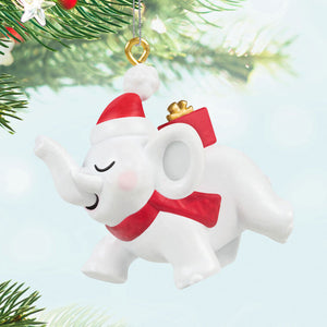 Mini Festive White Elephant Ornament, 1"
