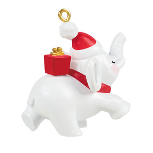Mini Festive White Elephant Ornament, 1"