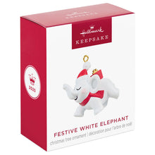 Load image into Gallery viewer, Mini Festive White Elephant Ornament, 1&quot;
