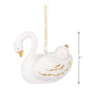 Grandbaby's First Christmas Swan 2025 Porcelain Ornament